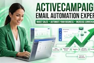 set up activecampaign email automation and CRM workflows, email marketing