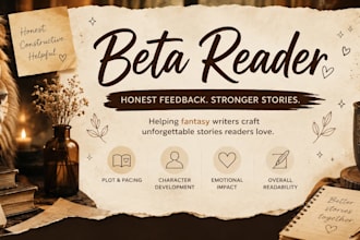 be your professional beta reader for fantasy with a detailed report