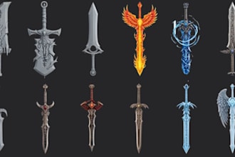 print and paint custom 3d cosplay sword 3d weapon anime sword props stl printing