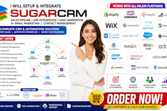 setup sugarcrm sales pipeline erp integration ai email marketing website API
