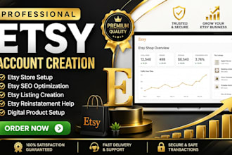 do professional etsy account creation, etsy shop setup and etsy SEO