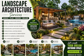 do realistic landscape architecture, patio, rooftop, garden and outdoor spaces