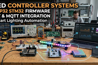 create led lighting controller systems with esp32, stm32, firmware, iot mqtt