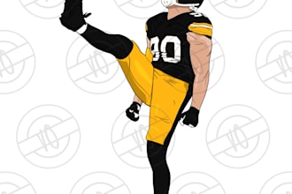 draw sports illustration for football, basketball, baseball