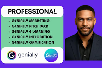 design a genially presentation or learnworlds online course, elearning course