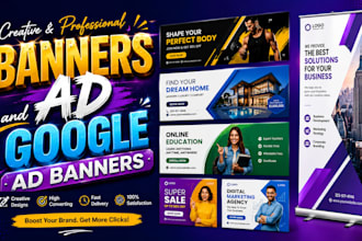 design banner ads for google ads and roll up banners