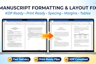 fix messy manuscript book layout spacing margins tables KDP authors print ready