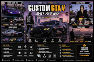 custom gta v fivem add on cars anime peds and character replacement mods