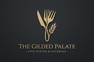 design a modern and elegant cutlery logo for your food brand