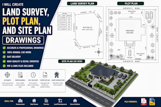 create land survey, plot plan, and site plan drawings