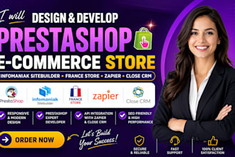 design prestashop ecommerce infomaniak sitebuilder france store zapier close crm