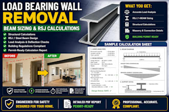 provide beam sizing and rsj calculations for load bearing wall removal