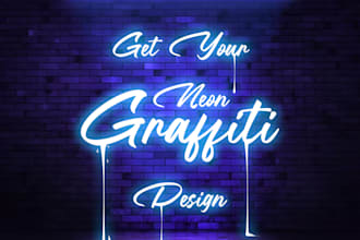 do neon graffiti logo and banner design