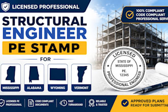 license structural engineer pe stamp for mississippi, alabama, wyoming, vermont