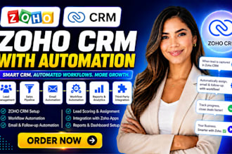 set up zoho CRM automation, pipeline integrations zoho one API workflow