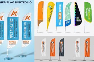 design a print ready feather flag and teardrop flag in 4 hours