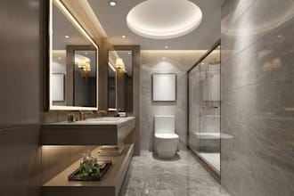 design modern bathroom archviz luxury bathroom and realistic 3d rendering
