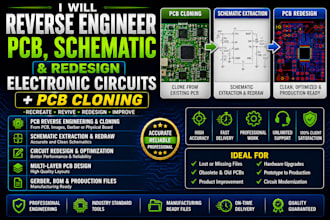 reverse engineer pcb, schematic and redesign electronic circuits pcb cloning