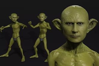 realistic 3d lowpoly goblin,ue5 creature character,fantasy 3d model,blendshapes