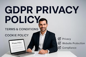 write gdpr compliant, privacy policy, terms and conditions and cookie policies