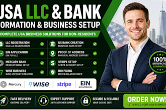 do US llc registration, ein application, and mercury business bank creation