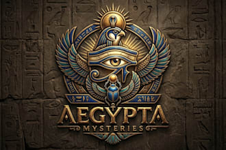 design a powerful ancient egyptian inspired mystery logo for your brand