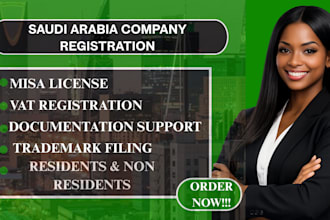 do saudi arabia company registration, misa license, vat and trademark