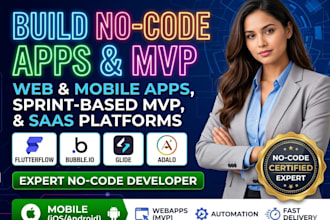build no code apps with bubble io flutterflow adalo  stripe  glide softr mvp