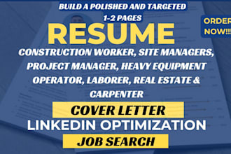 write construction real estate project manager heavy equipment carpenter resume