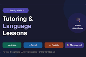 teach arabic, french, or english to kids and beginners