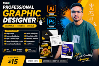 design professional business card, flyers, banner and social media graphics