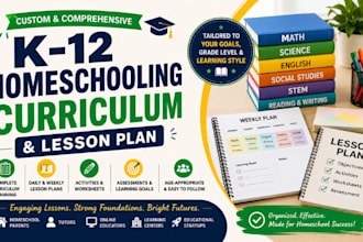 create a comprehensive k12 homeschooling curriculum and lesson plan