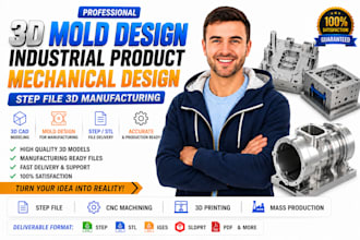 create 3d mold design, product design, mechanical cad models and step files