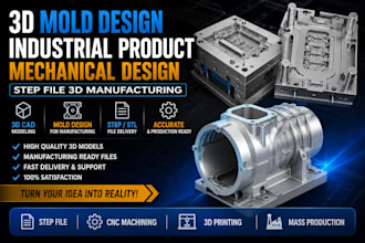 3d mold design, industrial product mechanical design step flie 3d manufacturing