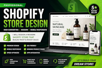 build modern shopify store design and shopify website