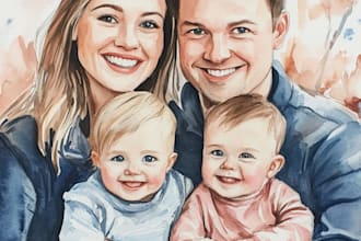 make watercolor family portrait