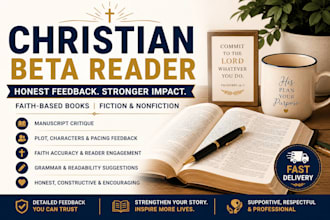 beta read your christian book and provide honest manuscript feedback