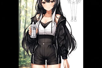 make anime drawing with anime art style character