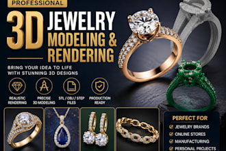 create realistic 3d jewelry modeling and high quality rendering for your brand