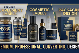 create premium supplement labels, cosmetic labels and packaging label design