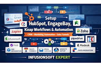 setup hubspot engagebay keap workflows automation dashboard zapier integration