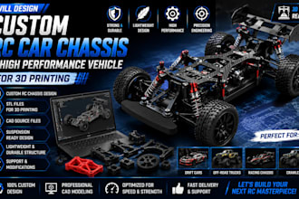 design custom rc car chassis and high performance 3d printable vehicle