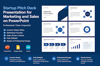 design startup pitch deck presentation slides for marketing and sales