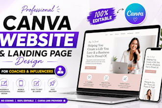 create a canva  website and landing page for coach or influencer