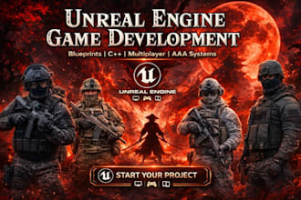 develop unreal engine 5 game, multiplayer, advanced ai, blueprints