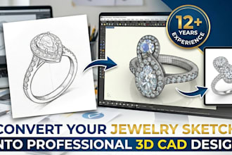convert your jewelry sketch into professional 3d cad design