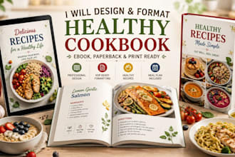 design, format healthy cookbook, recipe book, amazon KDP ebook interior design