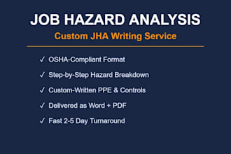 write a custom job hazard analysis jha for your task or worksite