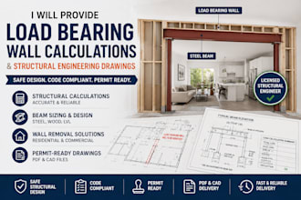 provide load bearing wall calculations and structural engineering drawing