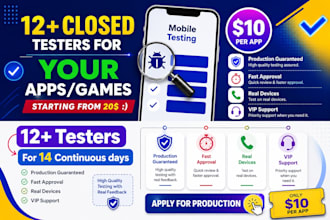 provide 12 tester google play testers android app testing closed testing